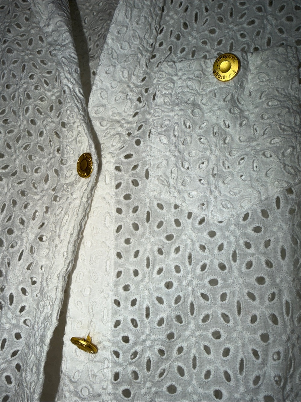 Sperry White Sleeveless Eyelet Button-Front Tunic with Gold Buttons - Picture 3 of 6